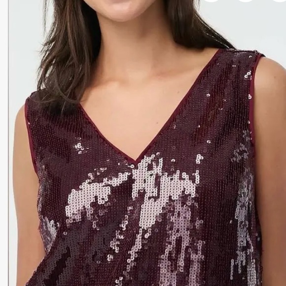 J. Crew Factory Burgundy Sequin Tank Top - Picture 1 of 5